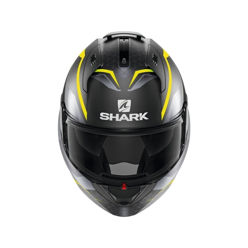 Flip sisak SHARK EVO-ES Yari szürke-ezüst-fluo sárga
