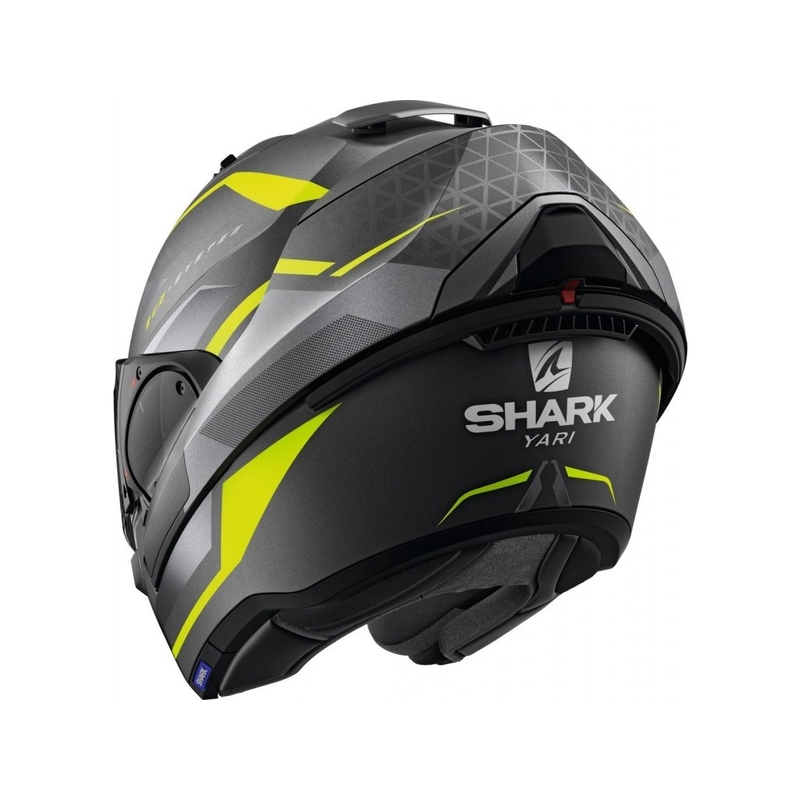 Flip sisak SHARK EVO-ES Yari szürke-ezüst-fluo sárga