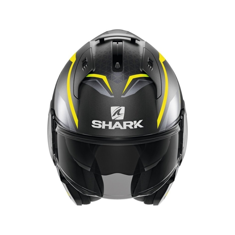 Flip sisak SHARK EVO-ES Yari szürke-ezüst-fluo sárga
