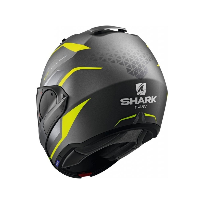 Flip sisak SHARK EVO-ES Yari szürke-ezüst-fluo sárga