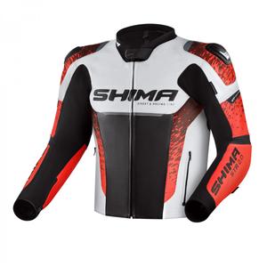Shima STR 2.0 motoros kabát fekete-fehér-fluo piros