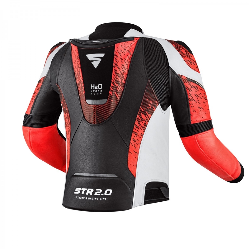 Shima STR 2.0 motoros kabát fekete-fehér-fluo piros