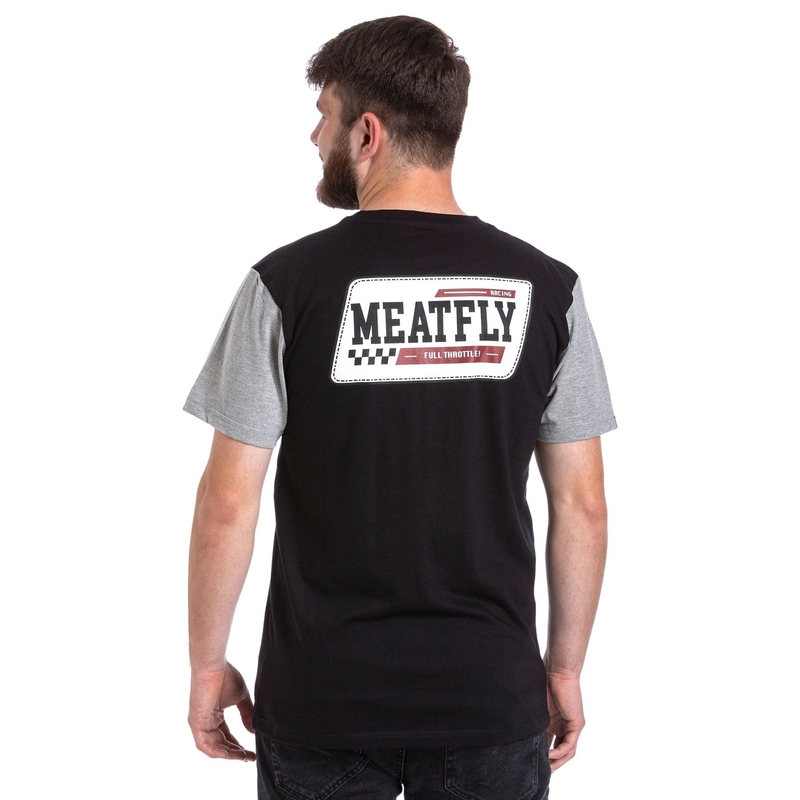 Meatfly Racing póló fekete-szürke kiárusítás
