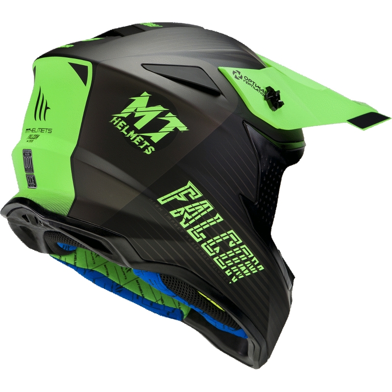Motocross sisak MT Falcon System fekete-neon zöld