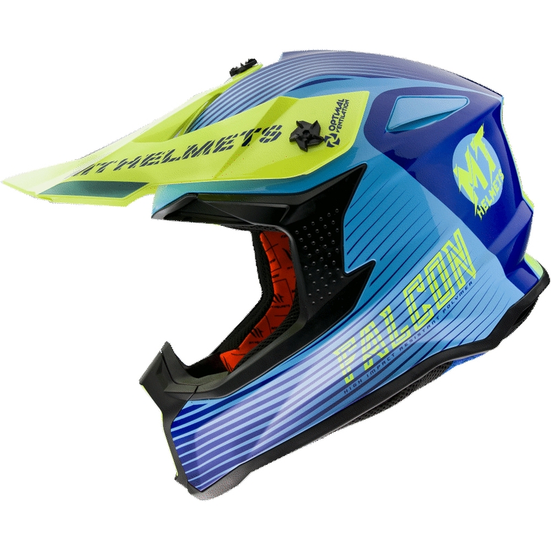 Motocross sisak MT Falcon System kék-neon sárga