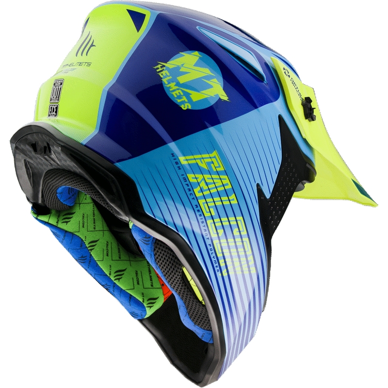 Motocross sisak MT Falcon System kék-neon sárga