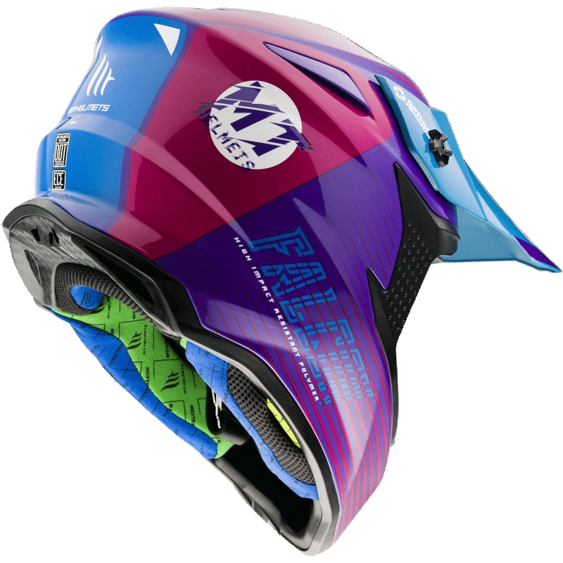 Motocross sisak MT Falcon System rózsaszín-kék-lila