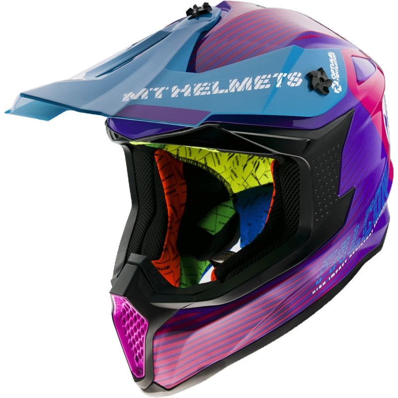 Motocross sisak MT Falcon System rózsaszín-kék-lila