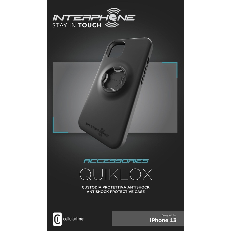 Védőtok Interphone QUIKLOX Apple iPhone 13 mobiltelefonra fekete