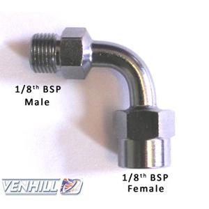 Swivel joint Venhill POWERHOSEPLUS E690 90 deg 1/8 TH BSP króm