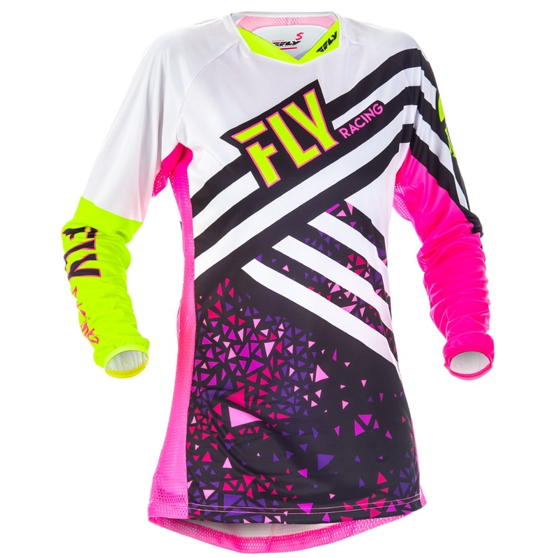 Női Motocross Jersey FLY Racing Kinetic 2018 - USA rózsaszín-fehér-fluo sárga