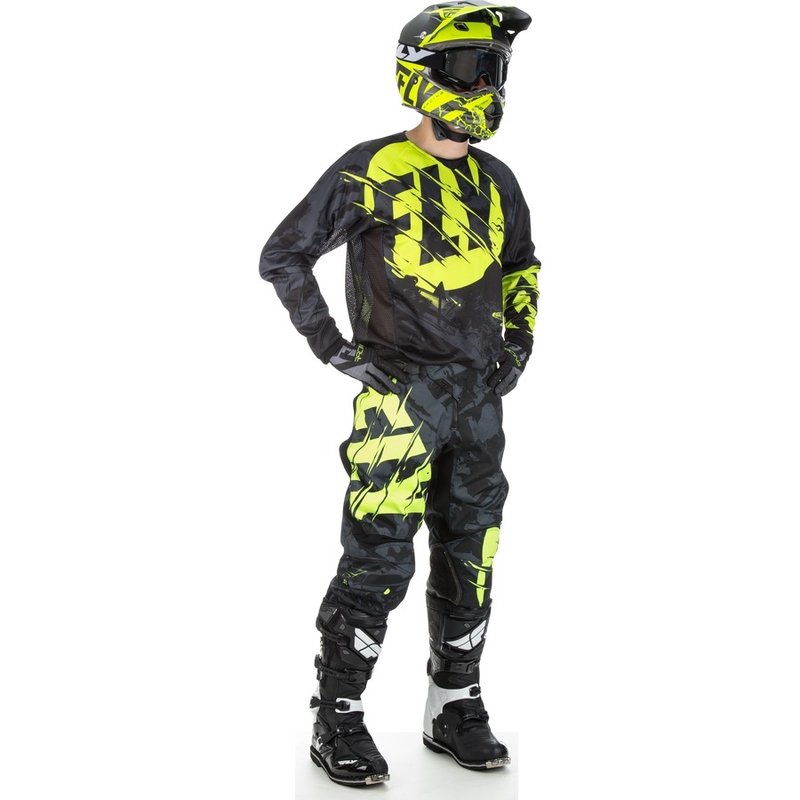 Motocross mez FLY Racing Kinetic OUTLAW 2018 - USA fekete-fluo sárga