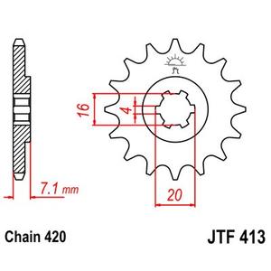 Első lánckerék JT JTF 413-16 16 fogak,420