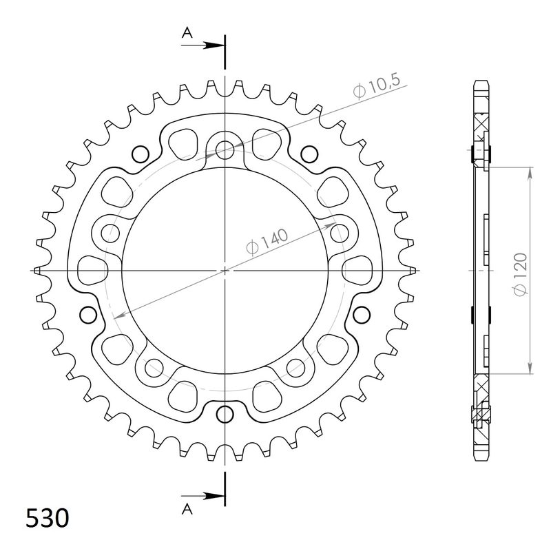 Rear sprocket SUPERSPROX STEALTH arany 42 fogak,530