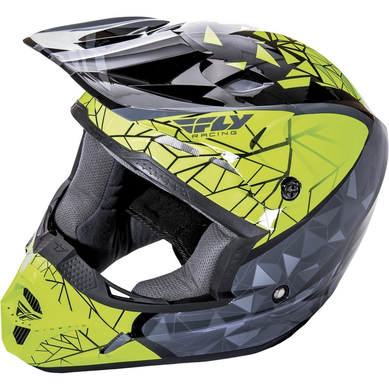 Gyerek Motocross Sisak FLY Racing Kinetic CRUX - USA fluo sárga-szürke-fekete akció kiárusítás