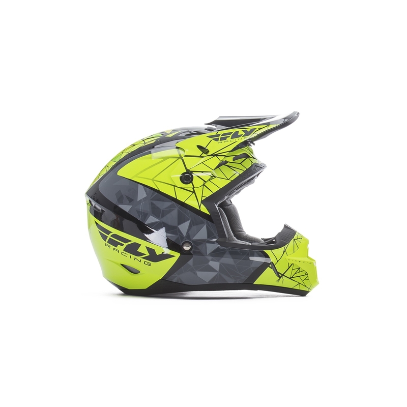 Gyerek Motocross Sisak FLY Racing Kinetic CRUX - USA fluo sárga-szürke-fekete akció kiárusítás