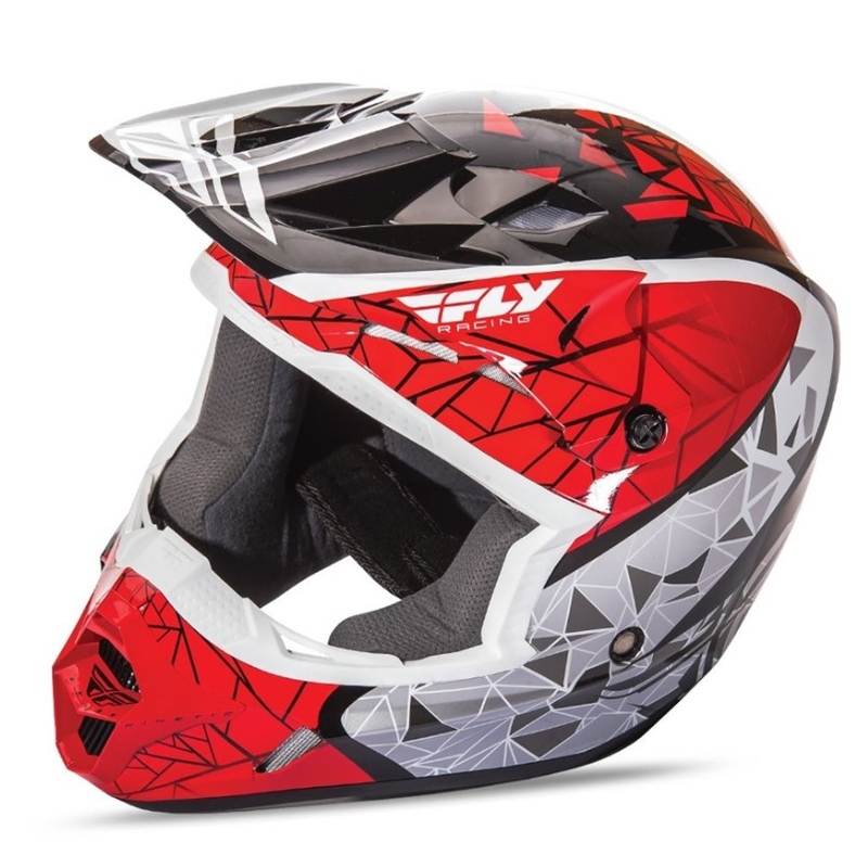 Gyerek Motocross Sisak FLY Racing Kinetic CRUX - USA piros-fehér-fekete akció kiárusítás