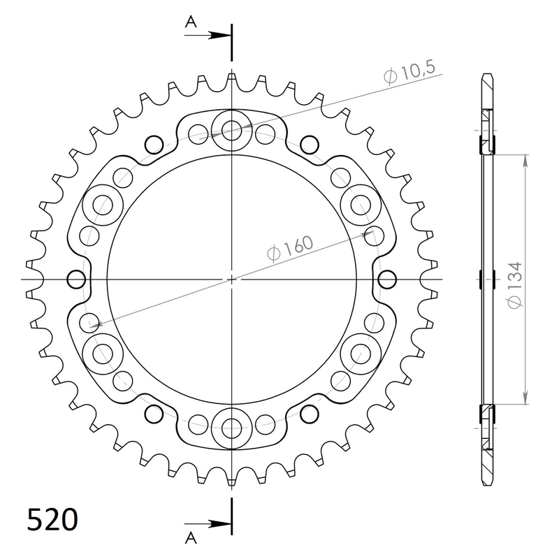 Rear sprocket SUPERSPROX STEALTH arany 42 fogak,520