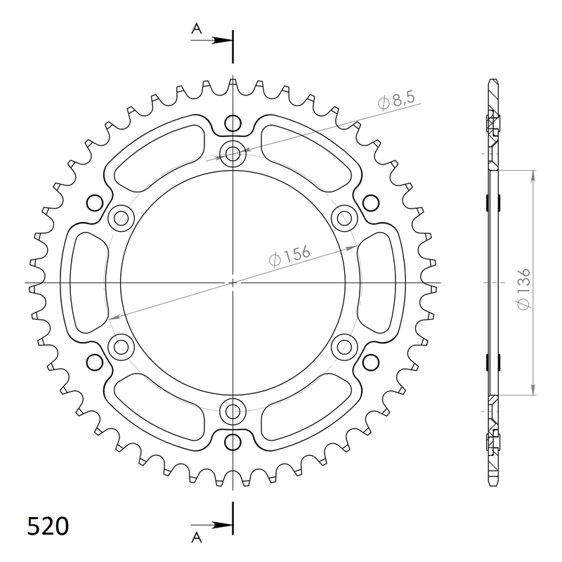 Rear sprocket SUPERSPROX STEALTH arany 47 fogak,520