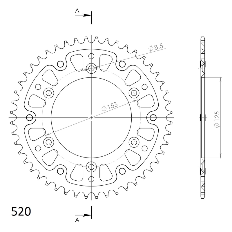 Rear sprocket SUPERSPROX STEALTH piros 48 fogak,520