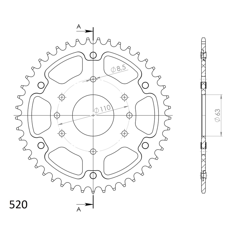Rear sprocket SUPERSPROX STEALTH narancssárga 45 fogak,520