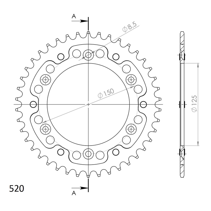 Rear sprocket SUPERSPROX STEALTH arany 42 fogak,520