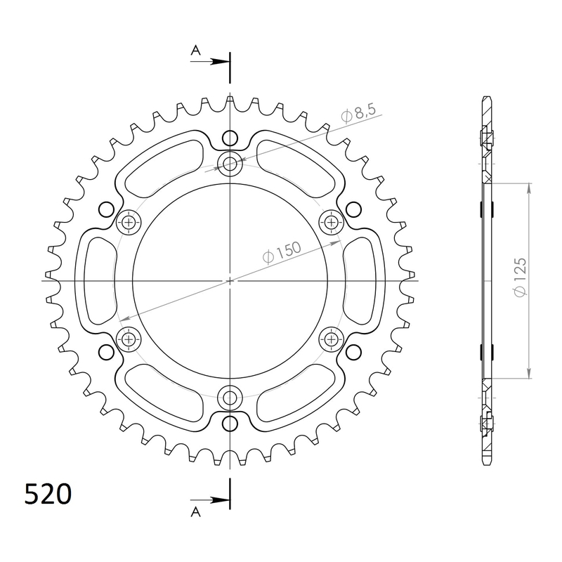 Rear sprocket SUPERSPROX STEALTH arany 45 fogak,520