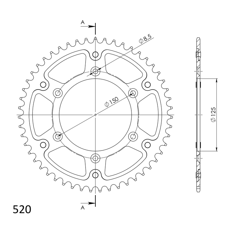 Rear sprocket SUPERSPROX STEALTH kék 50 fogak,520