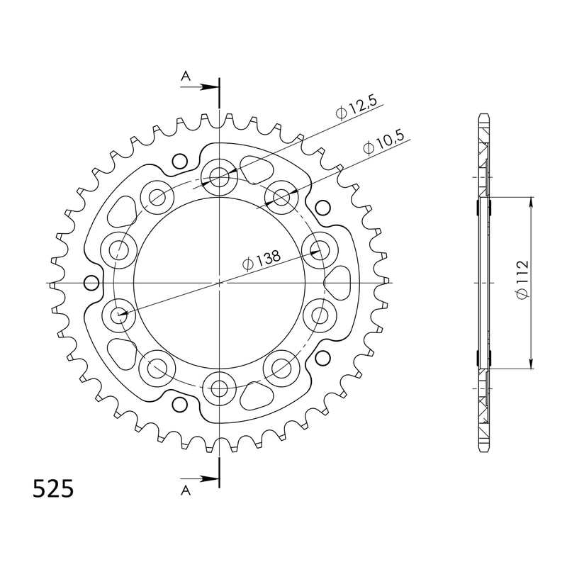 Rear sprocket SUPERSPROX STEALTH arany 42 fogak,525