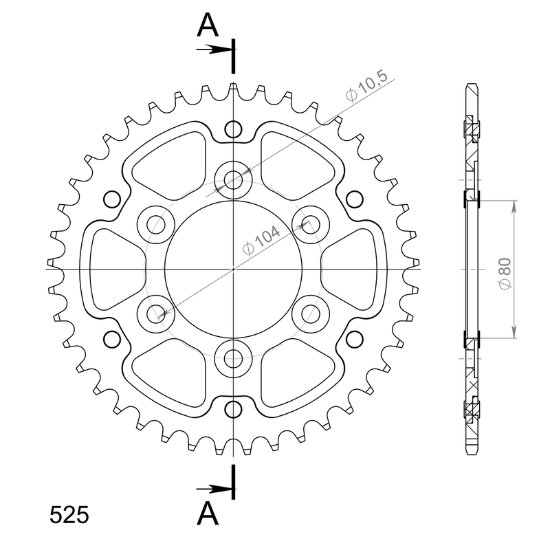 Rear sprocket SUPERSPROX STEALTH arany 41 fogak,525