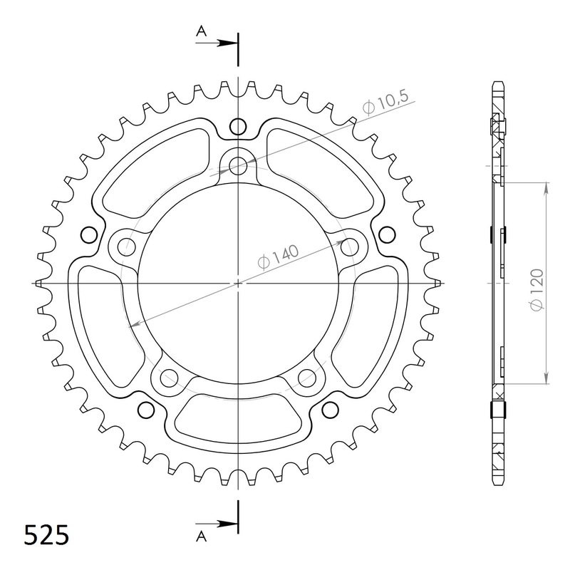 Rear sprocket SUPERSPROX STEALTH arany 45 fogak,525