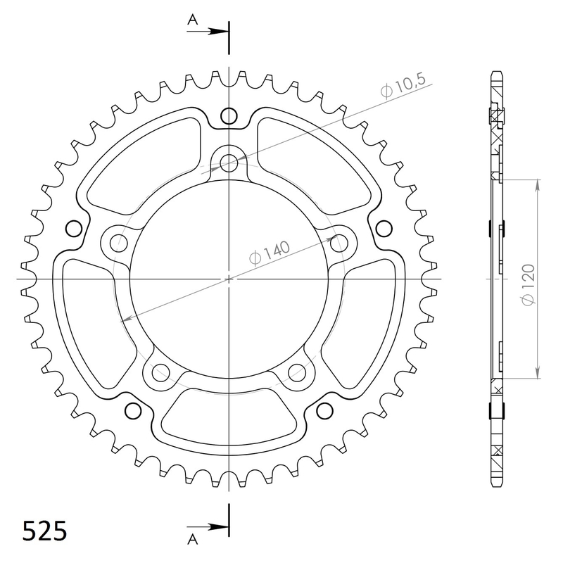 Rear sprocket SUPERSPROX STEALTH arany 47 fogak,525