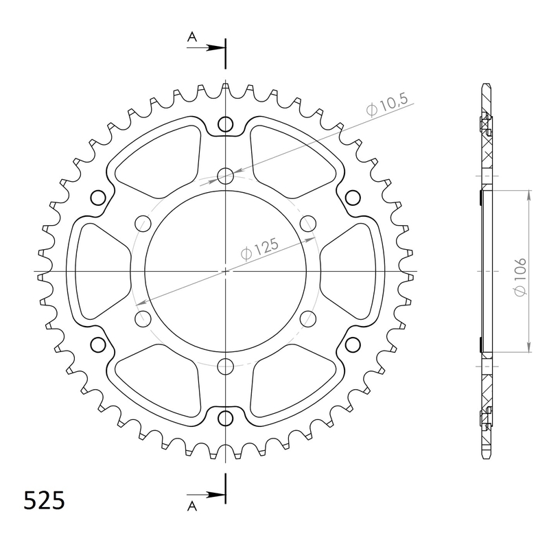 Rear sprocket SUPERSPROX STEALTH arany 47 fogak,525