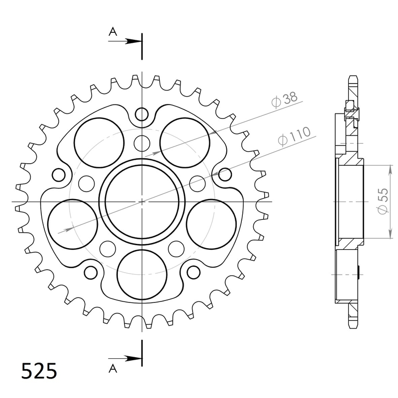 Csillagkerék SUPERSPROX STEALTH piros 36 fogak,525