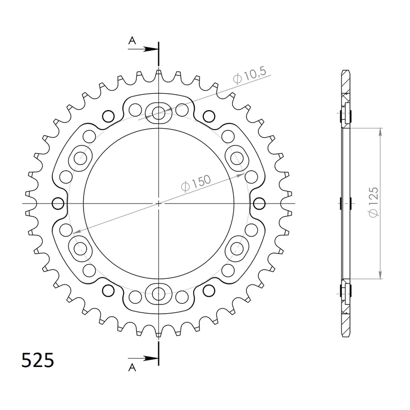 Rear sprocket SUPERSPROX STEALTH arany 42 fogak,525