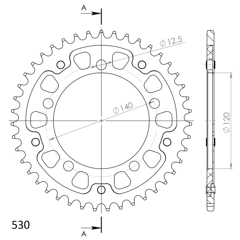 Rear sprocket SUPERSPROX STEALTH arany 43 fogak,530