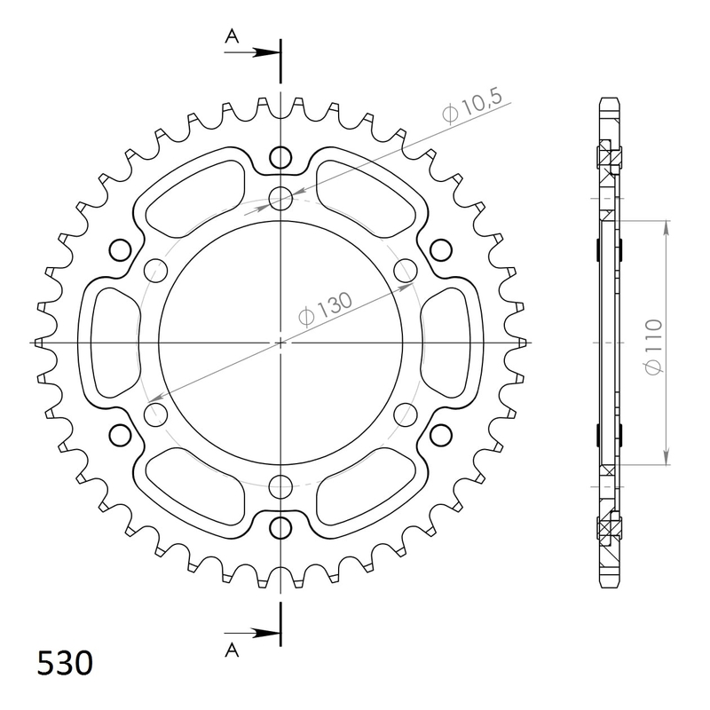 Rear sprocket SUPERSPROX STEALTH arany 42 fogak,530