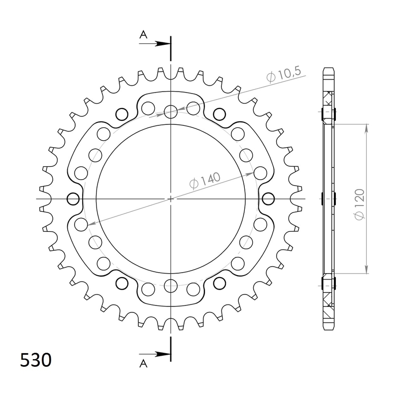 Rear sprocket SUPERSPROX STEALTH arany 40 fogak,530