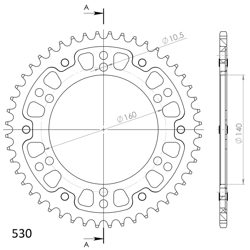 Rear sprocket SUPERSPROX STEALTH arany 48 fogak,530