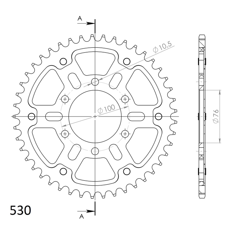 Rear sprocket SUPERSPROX STEALTH fekete 45 fogak,530