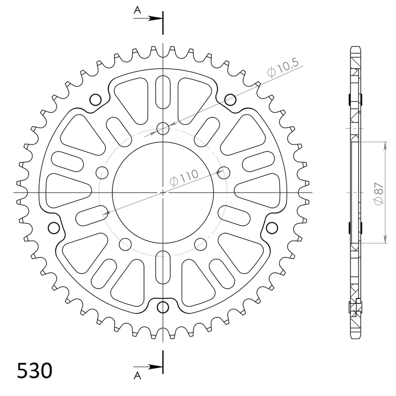 Rear sprocket SUPERSPROX STEALTH arany 47 fogak,530