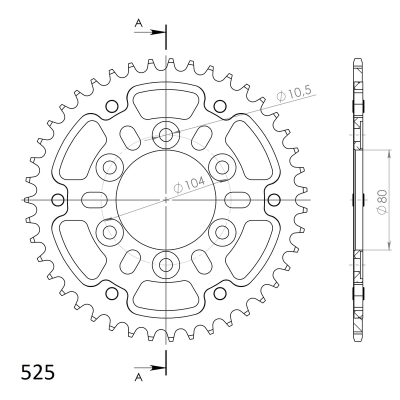 Csillagkerék SUPERSPROX STEALTH arany 43 fogak,525