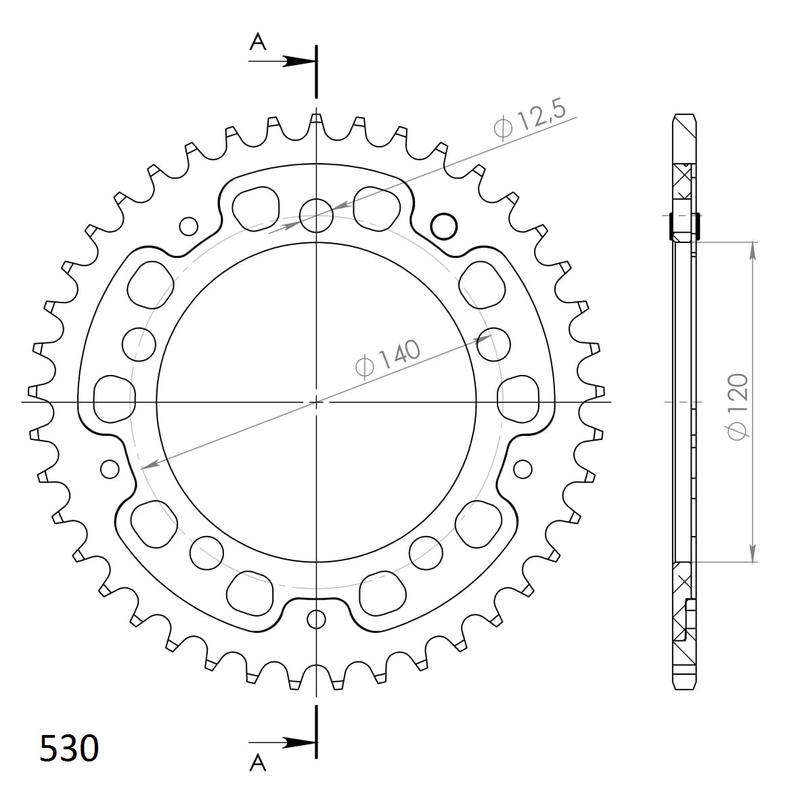 Csillagkerék SUPERSPROX STEALTH arany 41 fogak,530