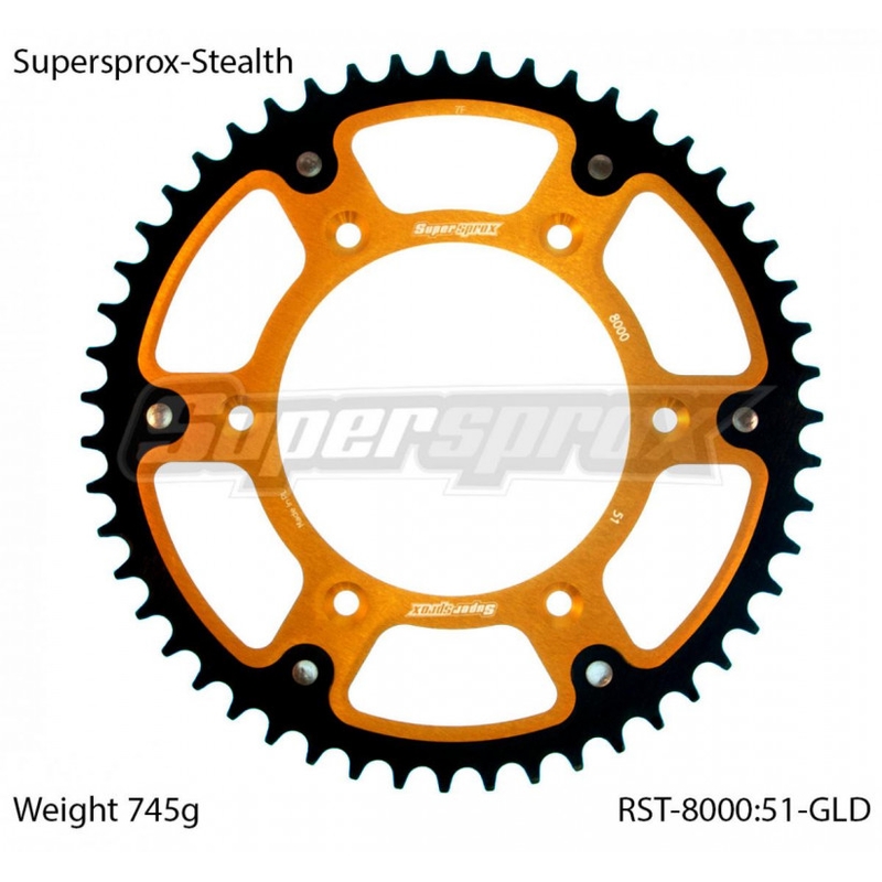 Csillagkerék SUPERSPROX STEALTH arany 51 fogak,520