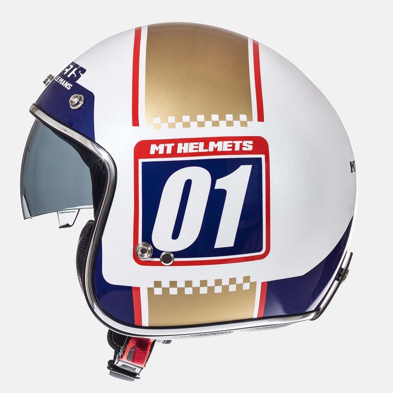 Motoros sisak nyitva MT LeMans SV 2 Rendszámtábla fehér-arany