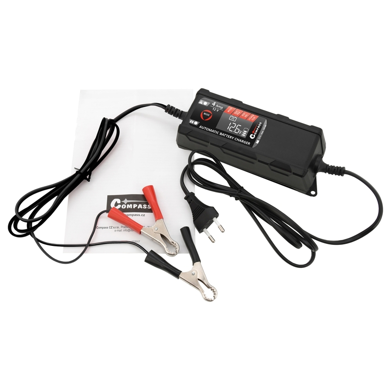 Mikroprocesszoros töltő 4Amp 12V PB/GEL/AGM/LiFePO4 LCD kijelző