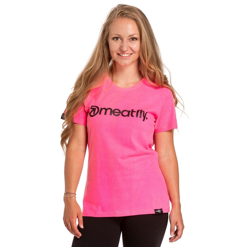 Meatfly Ladies MF Logo neon rózsaszín női póló kiárusítás