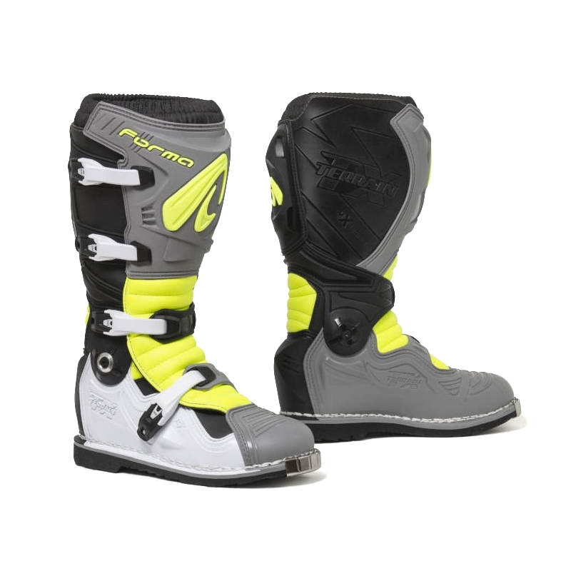Motorkerékpár cipő Forma Terrain Evolution TX szürke-fehér-fluo sárga