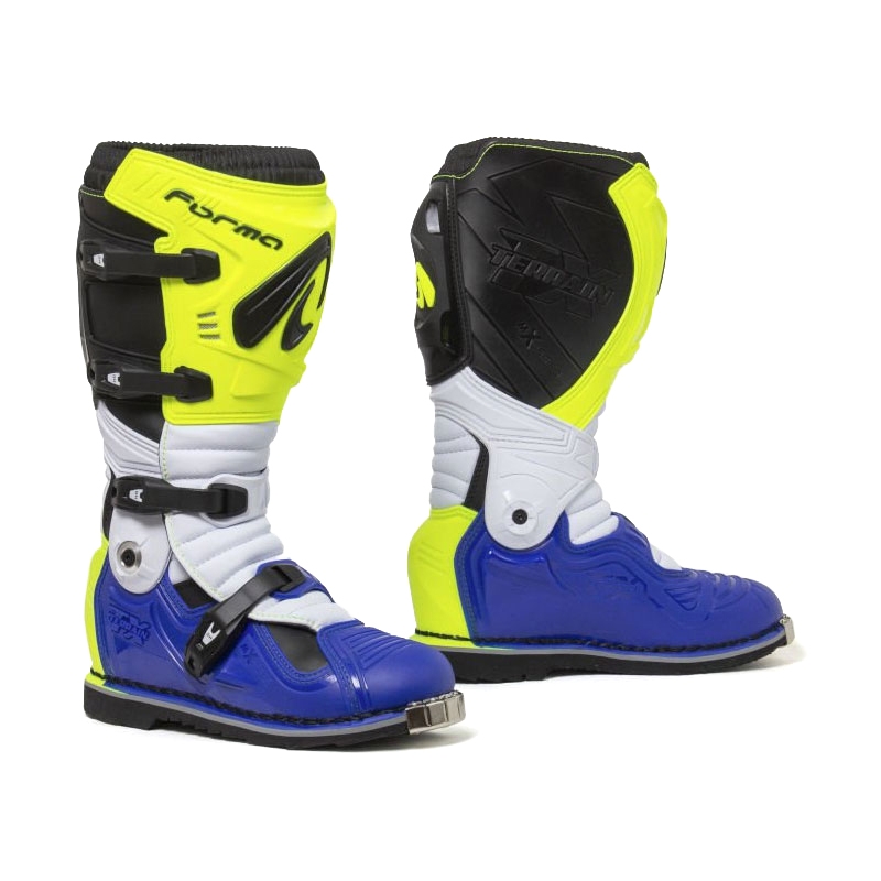 Motorkerékpár cipő Forma Terrain Evolution TX fluo sárga-fehér-kék