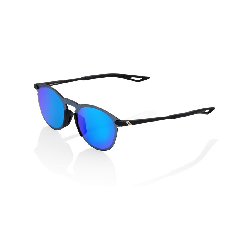 100% LEGERE ROUND Soft Tact Black fekete napszemüveg (kék króm lencsével)